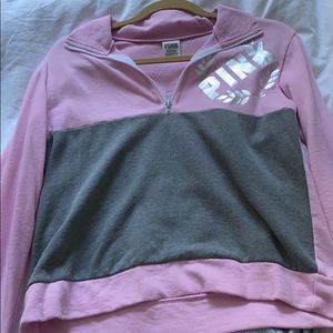 Pink crewneck zip up